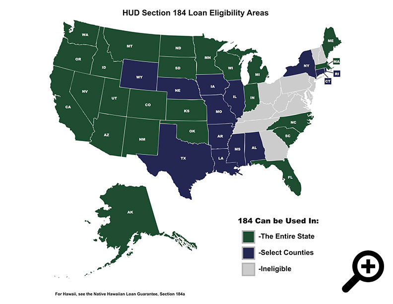 HUD Section 184 Loans for Native Americans eligibility areas
